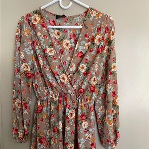 Floral long sleeve romper